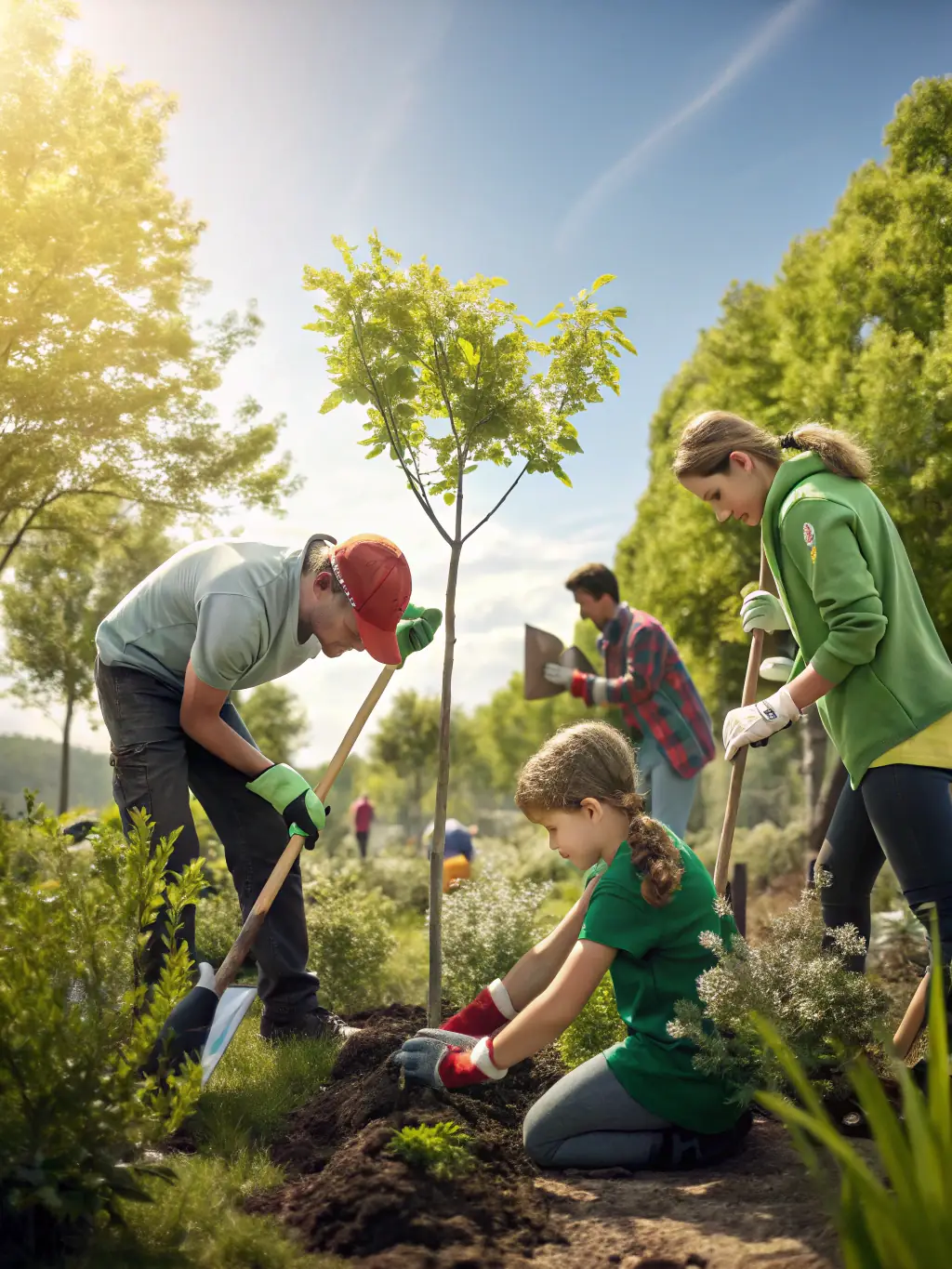 Image depicting a group of SCCF members involved in a wildlife conservation project, planting trees to improve the habitat for local game species.
